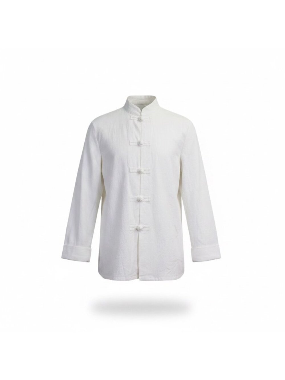 New Collection Mens White Cotton & Hemp Mandarin-Style Shirt Size S